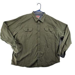 Wrangler Shirt Men's Casual Button Up Long Sleeve Collared Denim Green 3XL